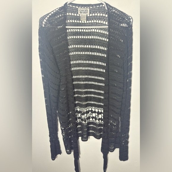 Chico's Black Open-Knit Cardigan - Picture 7 of 9